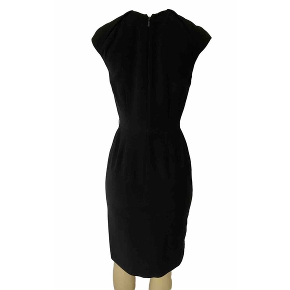 Carolina Herrera Little Black Dress Sheath Sleeveless Crew Neck Pleat Zi… - Picture 2 of 9
